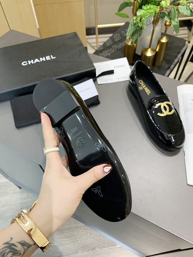 Chanel女鞋 香奈兒高版本2020早春新款單鞋 Chanel羊皮平跟女皮鞋  naq1167